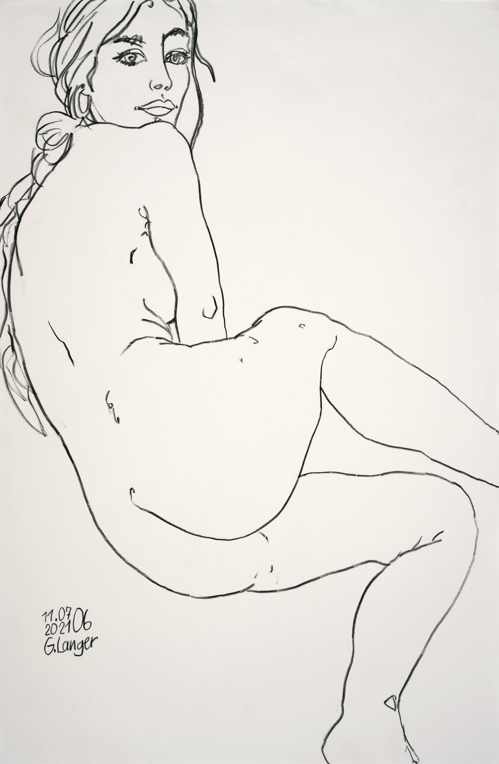 Gunter Langer, Sanfte Schöne, 2021, Zeichnung, Büttenpapier, 102 x 66 cm